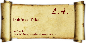 Lukács Ada névjegykártya